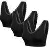 3 Pack Padded Lace Edge - Black - The Genie Bra
