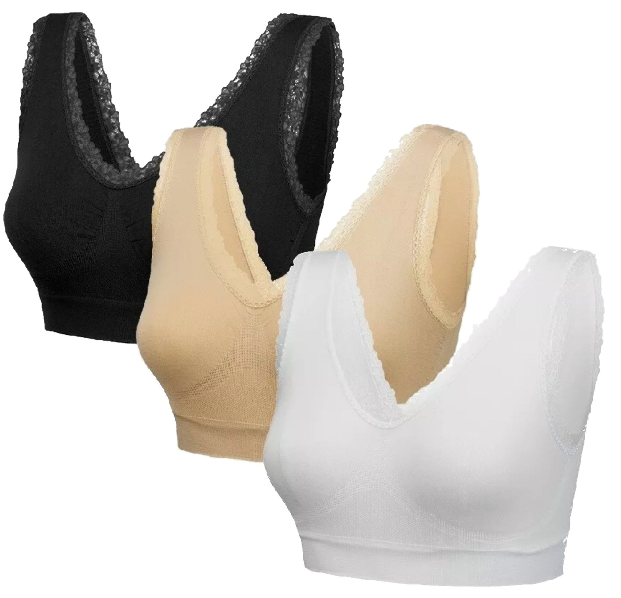 3 Pack Padded Lace Edge Variety - Classic - The Genie Bra