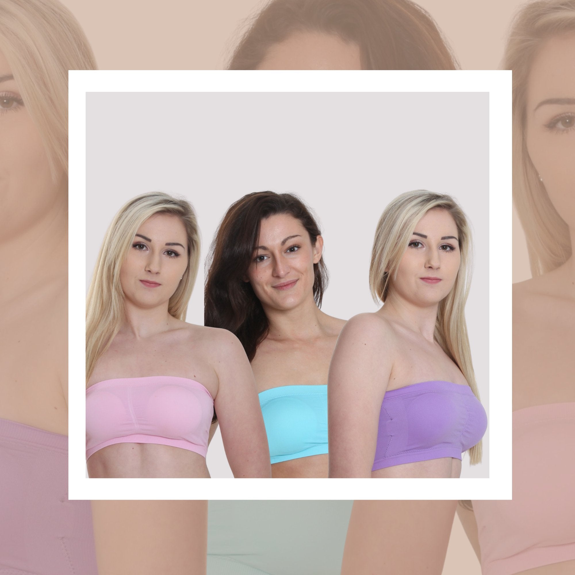 3 Pack Un-Padded Bandeau Variety - Pastels - The Genie Bra
